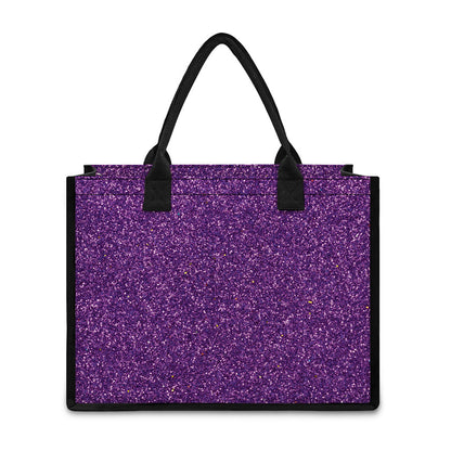 Purple (NOT Real) Glitter Print Canvas Tote Bag