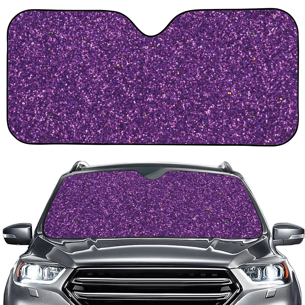 Purple (NOT Real) Glitter Print Car Windshield Sun Shade