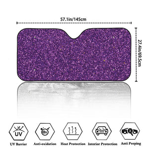 Purple (NOT Real) Glitter Print Car Windshield Sun Shade