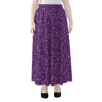Purple (NOT Real) Glitter Print Chiffon Maxi Skirt