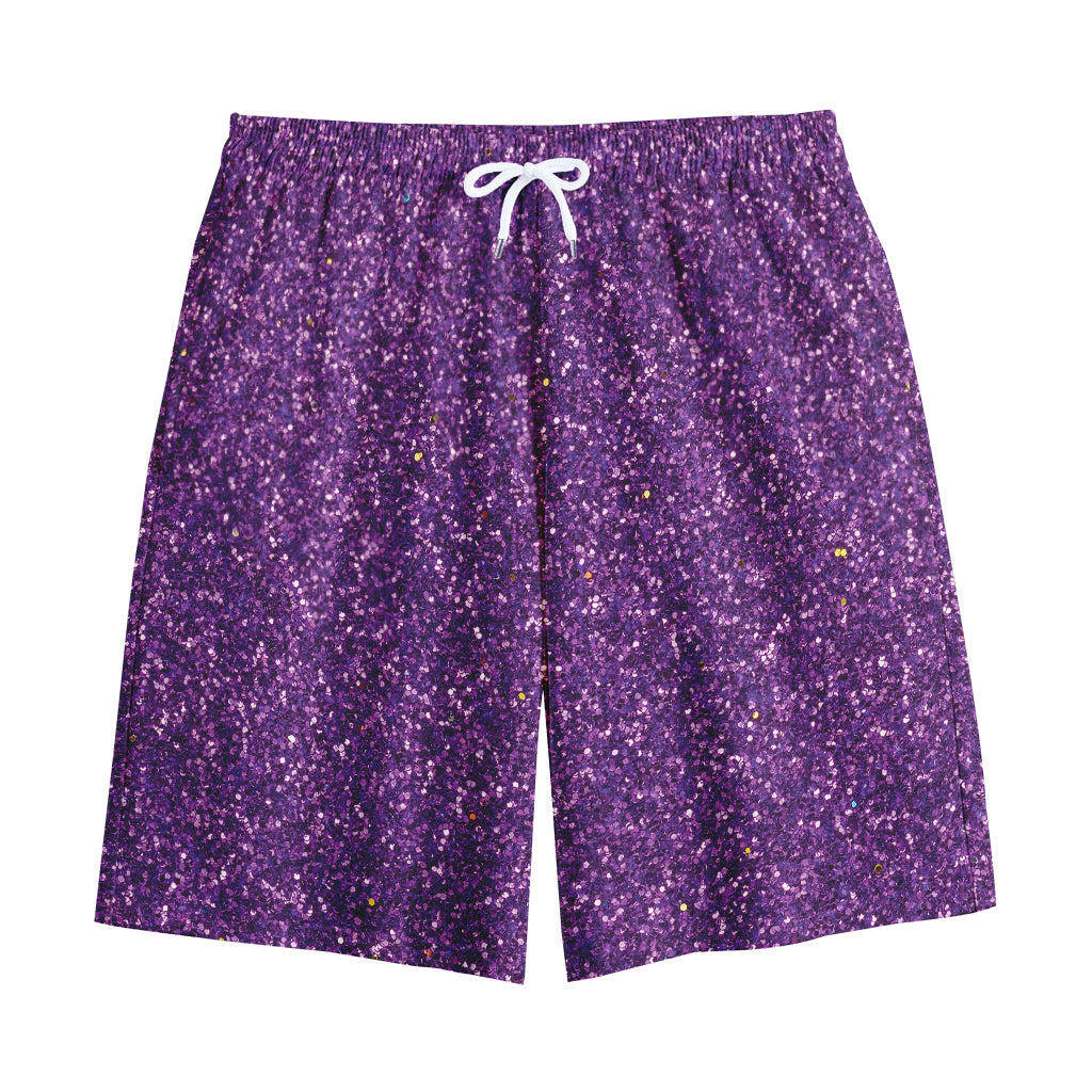 Purple (NOT Real) Glitter Print Cotton Shorts