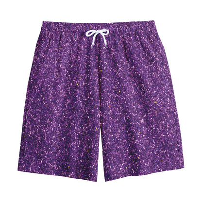 Purple (NOT Real) Glitter Print Cotton Shorts