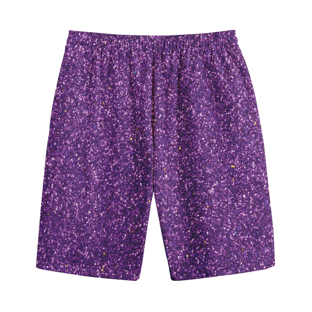 Purple (NOT Real) Glitter Print Cotton Shorts