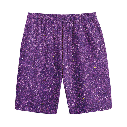 Purple (NOT Real) Glitter Print Cotton Shorts