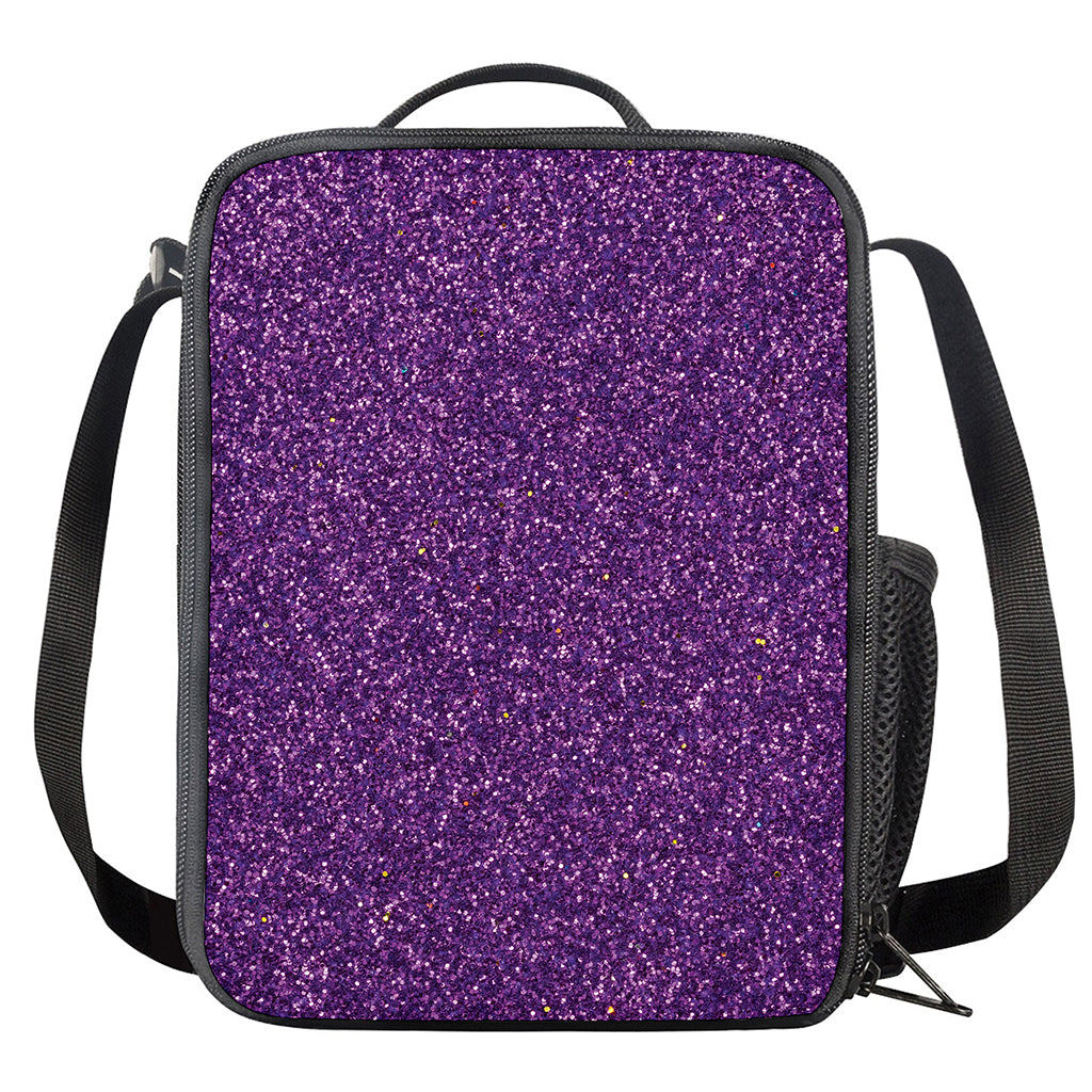 Purple (NOT Real) Glitter Print Crossbody Lunch Bag