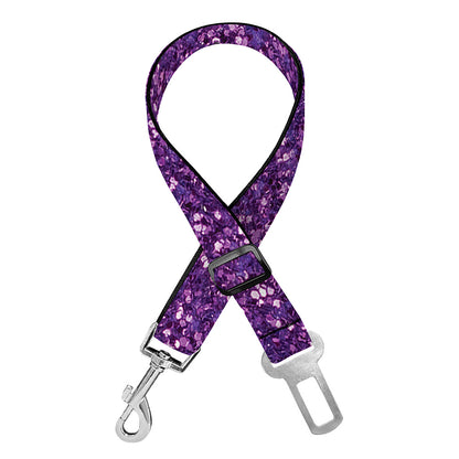 Purple (NOT Real) Glitter Print Dog Seat Belt
