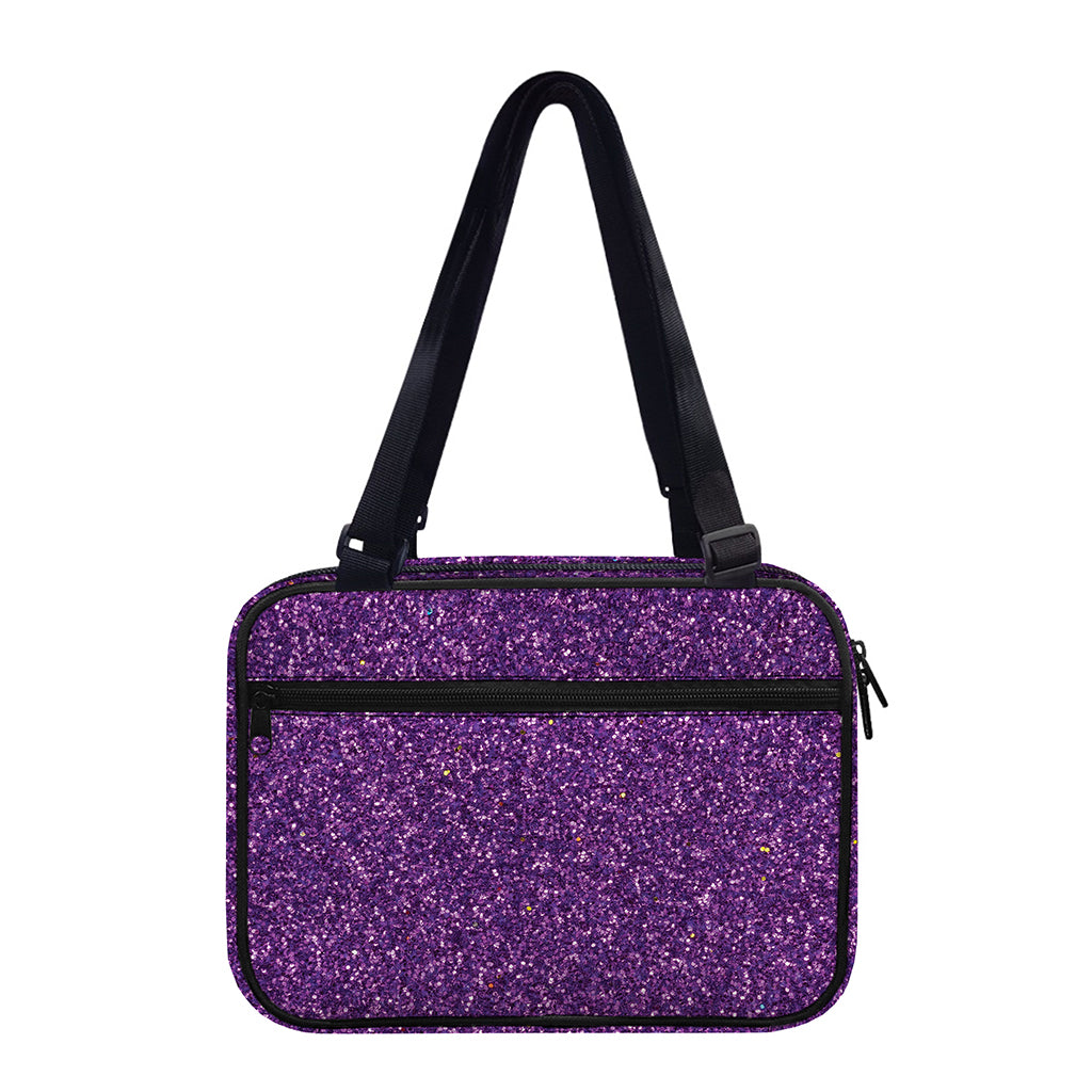 Purple (NOT Real) Glitter Print Double Strap Bible Bag