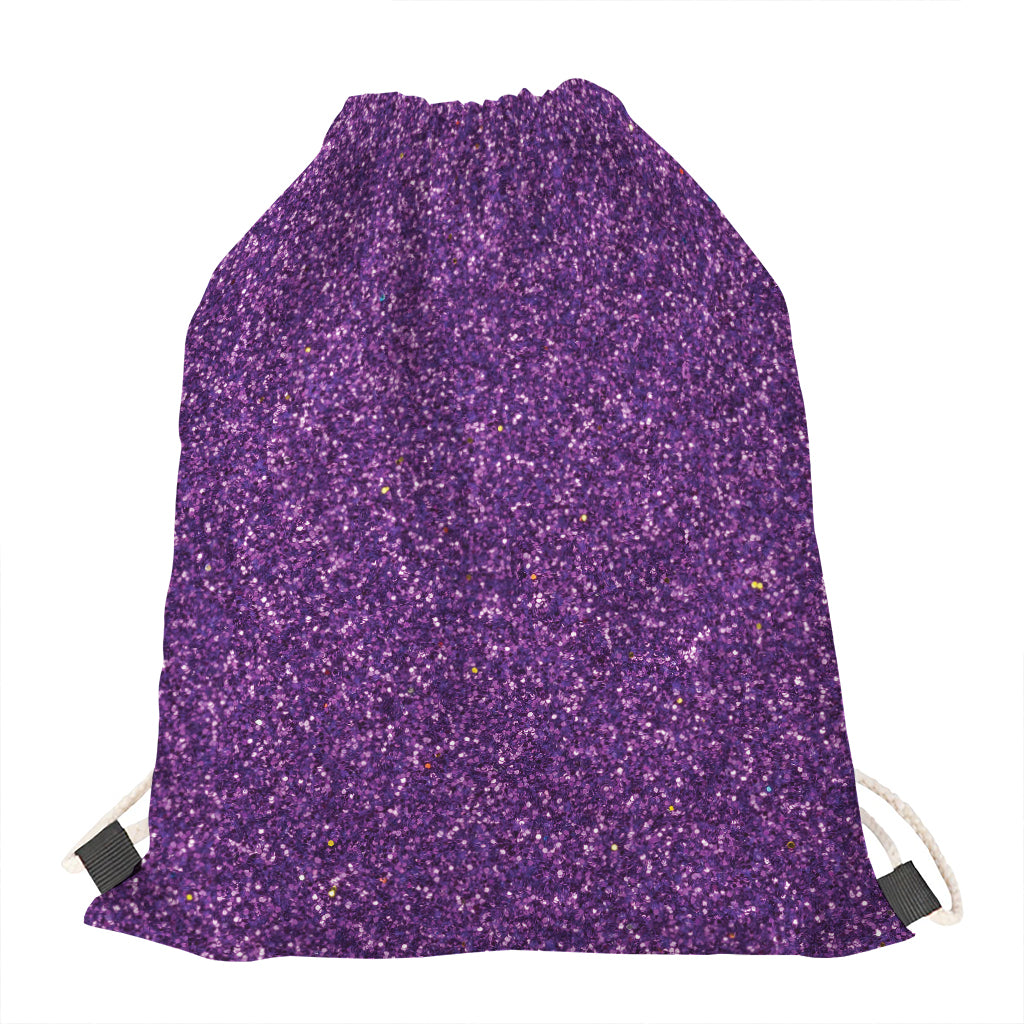 Purple (NOT Real) Glitter Print Drawstring Bag