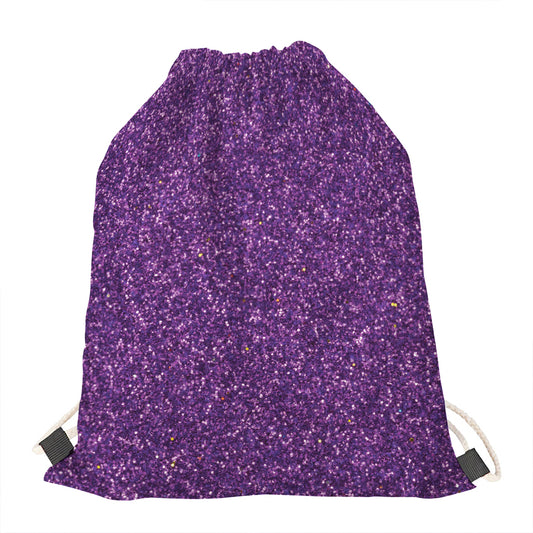Purple (NOT Real) Glitter Print Drawstring Bag