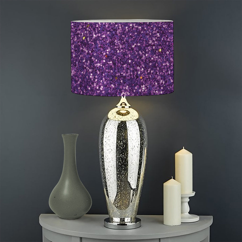 Purple (NOT Real) Glitter Print Drum Lamp Shade