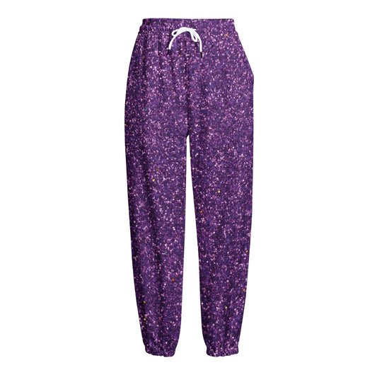 Purple (NOT Real) Glitter Print Fleece Lined Knit Pants