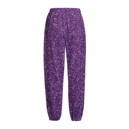 Purple (NOT Real) Glitter Print Fleece Lined Knit Pants