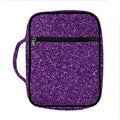 Purple (NOT Real) Glitter Print Front Pocket Bible Bag