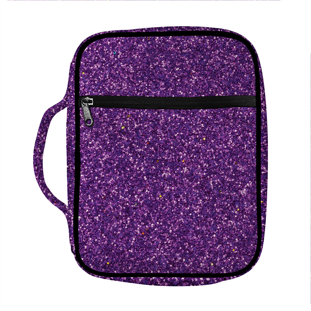 Purple (NOT Real) Glitter Print Front Pocket Bible Bag