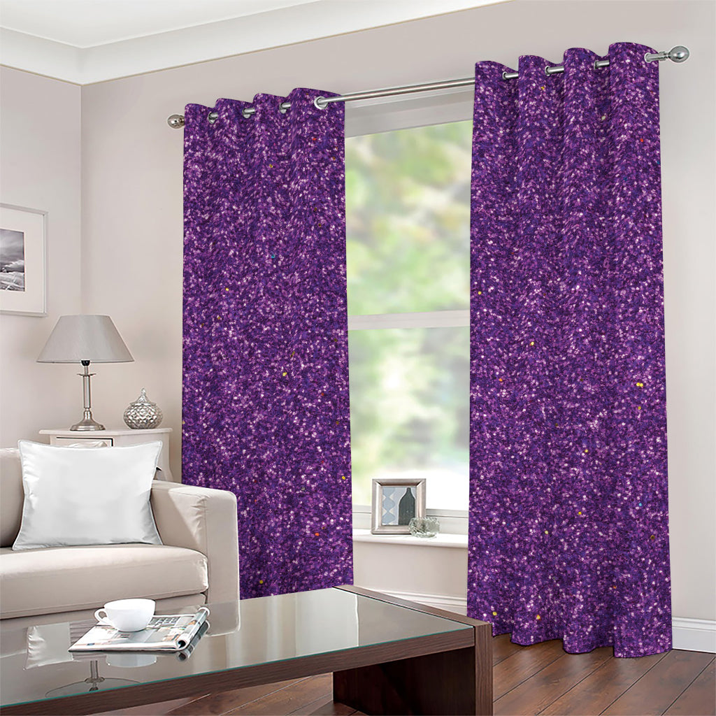 Purple (NOT Real) Glitter Print Grommet Curtains