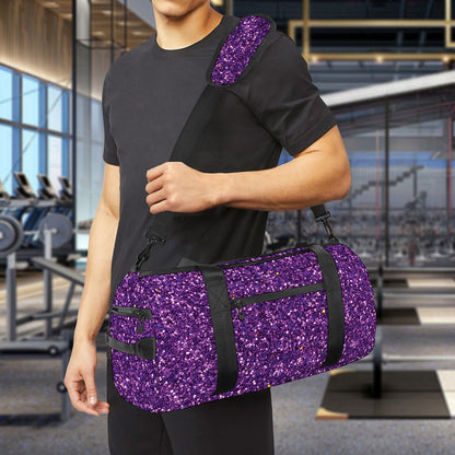 Purple (NOT Real) Glitter Print Gym Bag