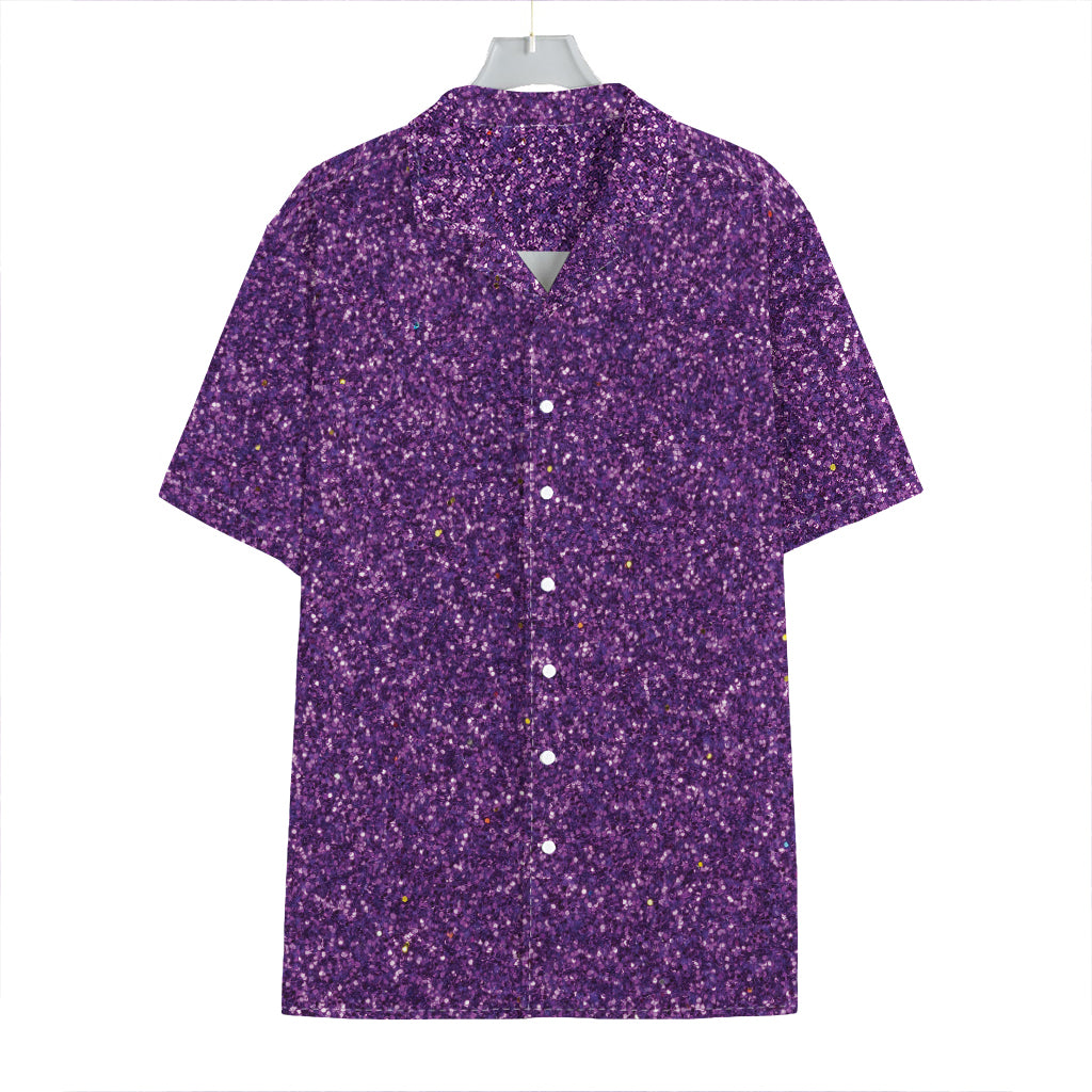 Purple (NOT Real) Glitter Print Hawaiian Shirt