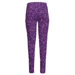 Purple (NOT Real) Glitter Print High-Waisted Pocket Leggings