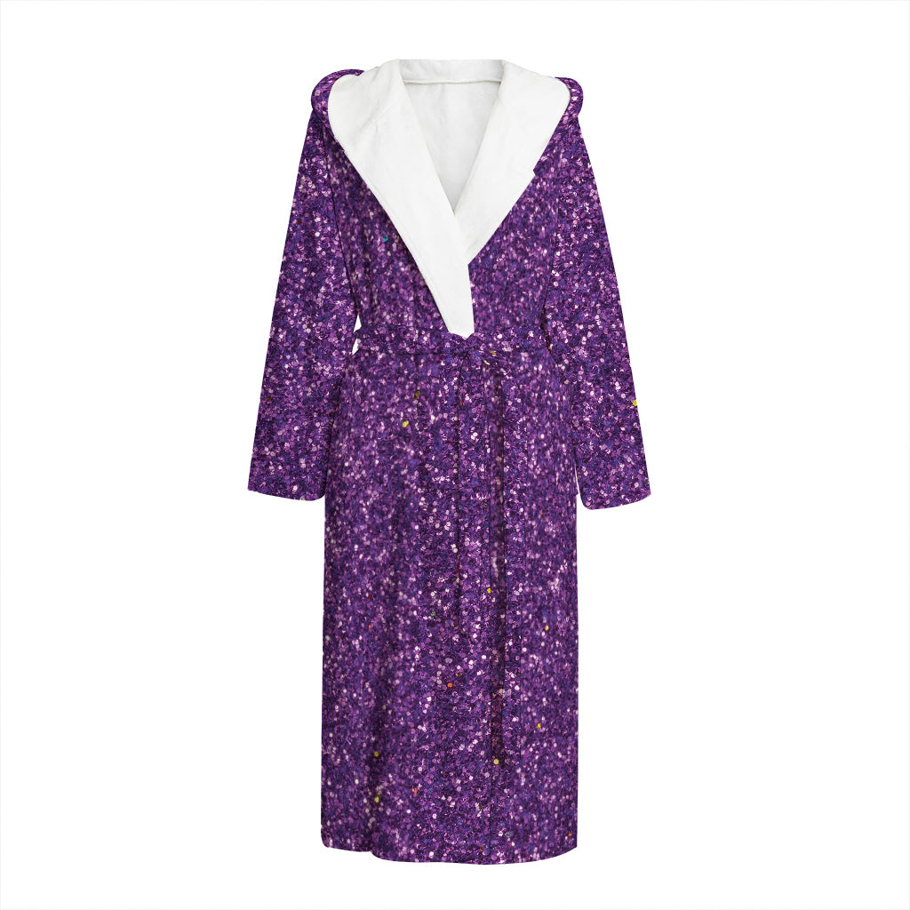 Purple (NOT Real) Glitter Print Hooded Bathrobe