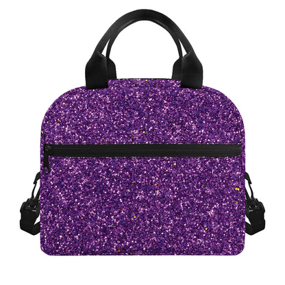 Purple (NOT Real) Glitter Print Insulated Lunch Bag
