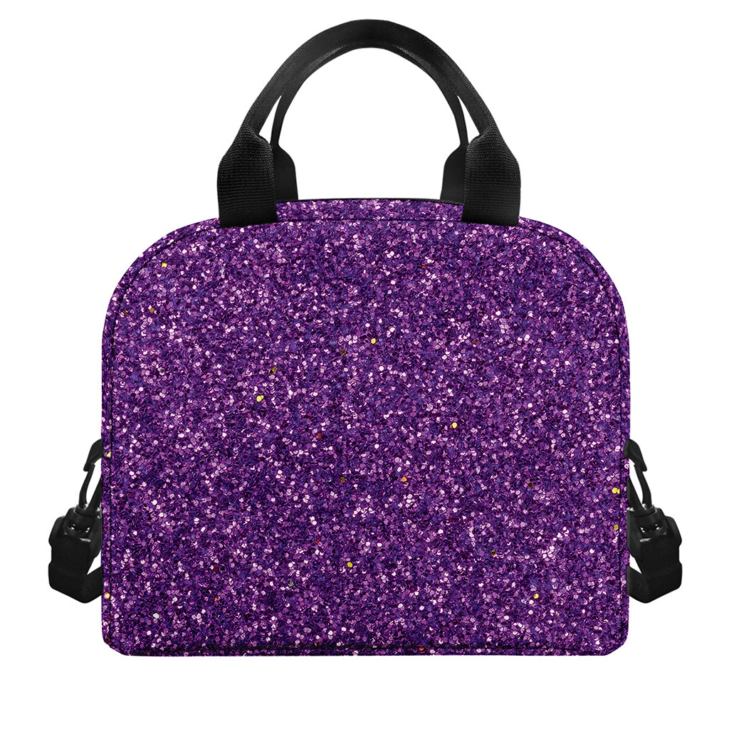 Purple (NOT Real) Glitter Print Insulated Lunch Bag