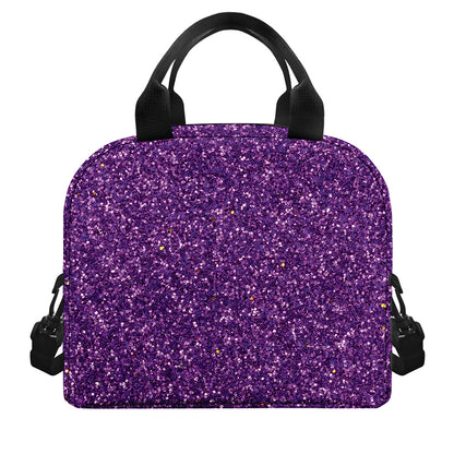 Purple (NOT Real) Glitter Print Insulated Lunch Bag