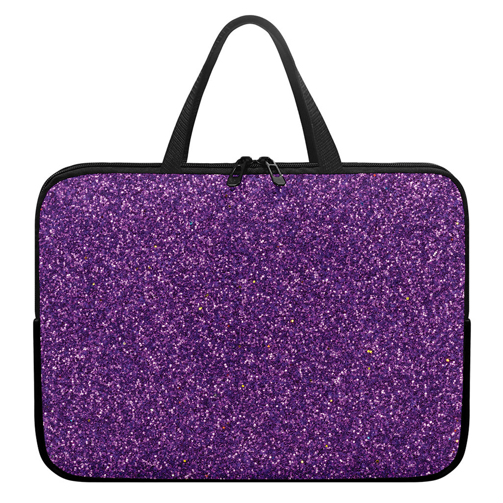 Purple (NOT Real) Glitter Print Laptop Sleeve With Handle
