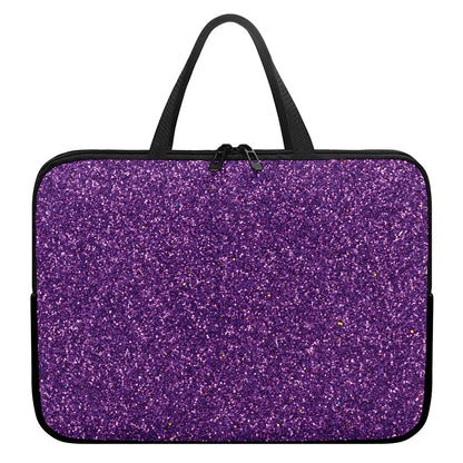 Purple (NOT Real) Glitter Print Laptop Sleeve With Handle