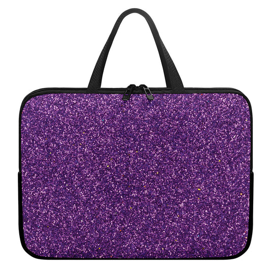 Purple (NOT Real) Glitter Print Laptop Sleeve With Handle