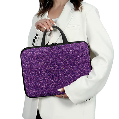 Purple (NOT Real) Glitter Print Laptop Sleeve With Handle