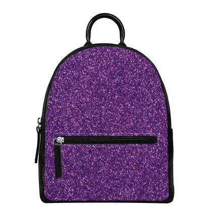 Purple (NOT Real) Glitter Print Leather Backpack