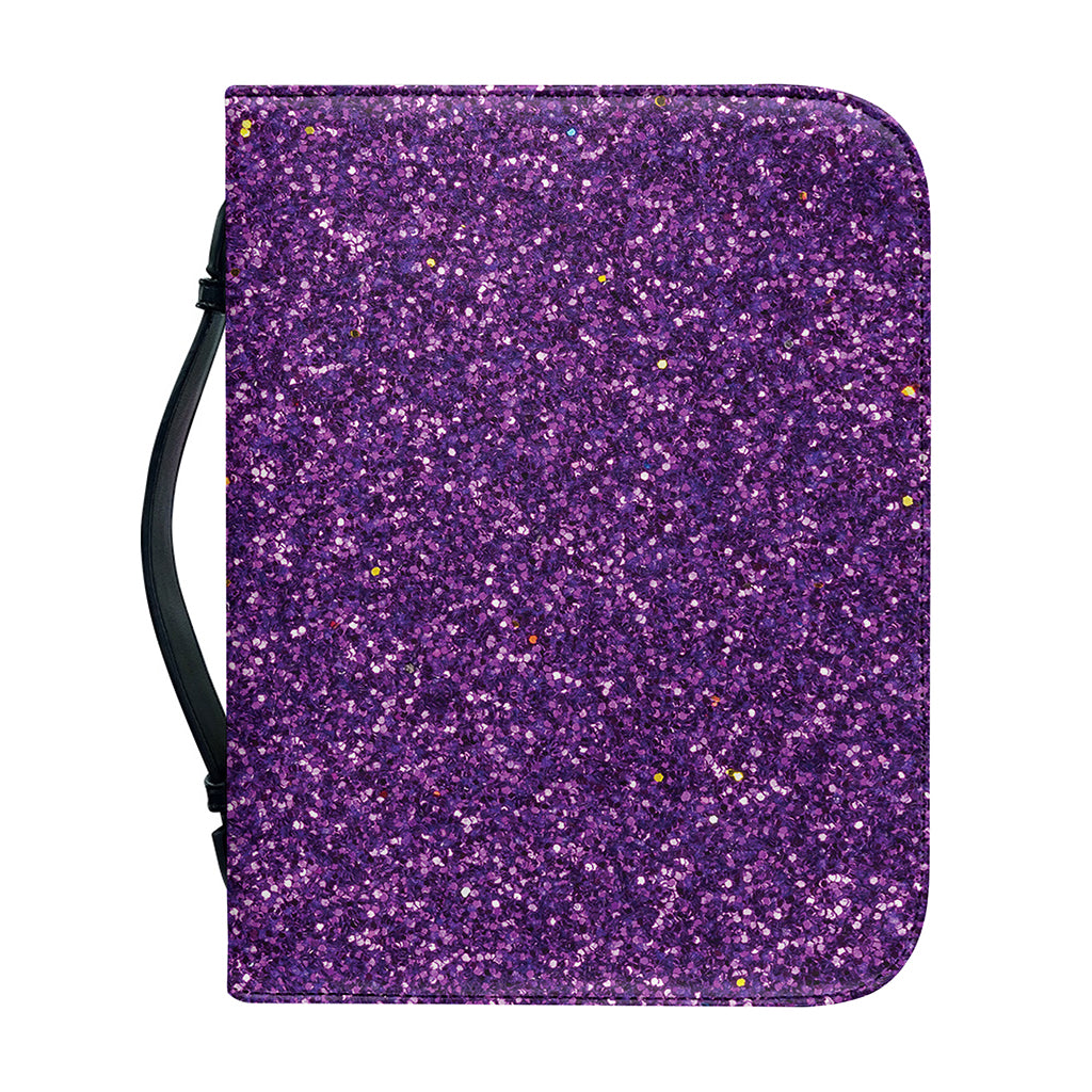 Purple (NOT Real) Glitter Print Leather Bible Cover