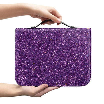 Purple (NOT Real) Glitter Print Leather Bible Cover