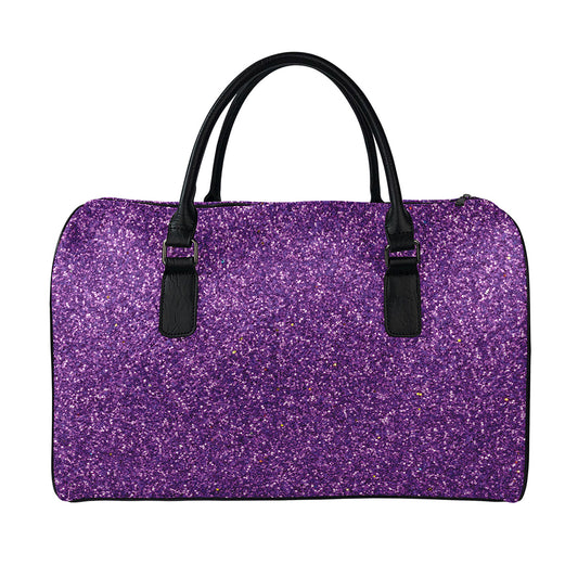 Purple (NOT Real) Glitter Print Leather Duffle Bag