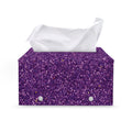Purple (NOT Real) Glitter Print Leather Tissue Box Cover
