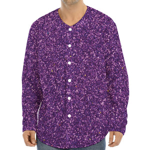 Purple (NOT Real) Glitter Print Long Sleeve Baseball Jersey