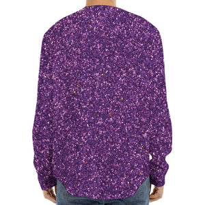 Purple (NOT Real) Glitter Print Long Sleeve Baseball Jersey