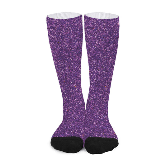 Purple (NOT Real) Glitter Print Long Socks