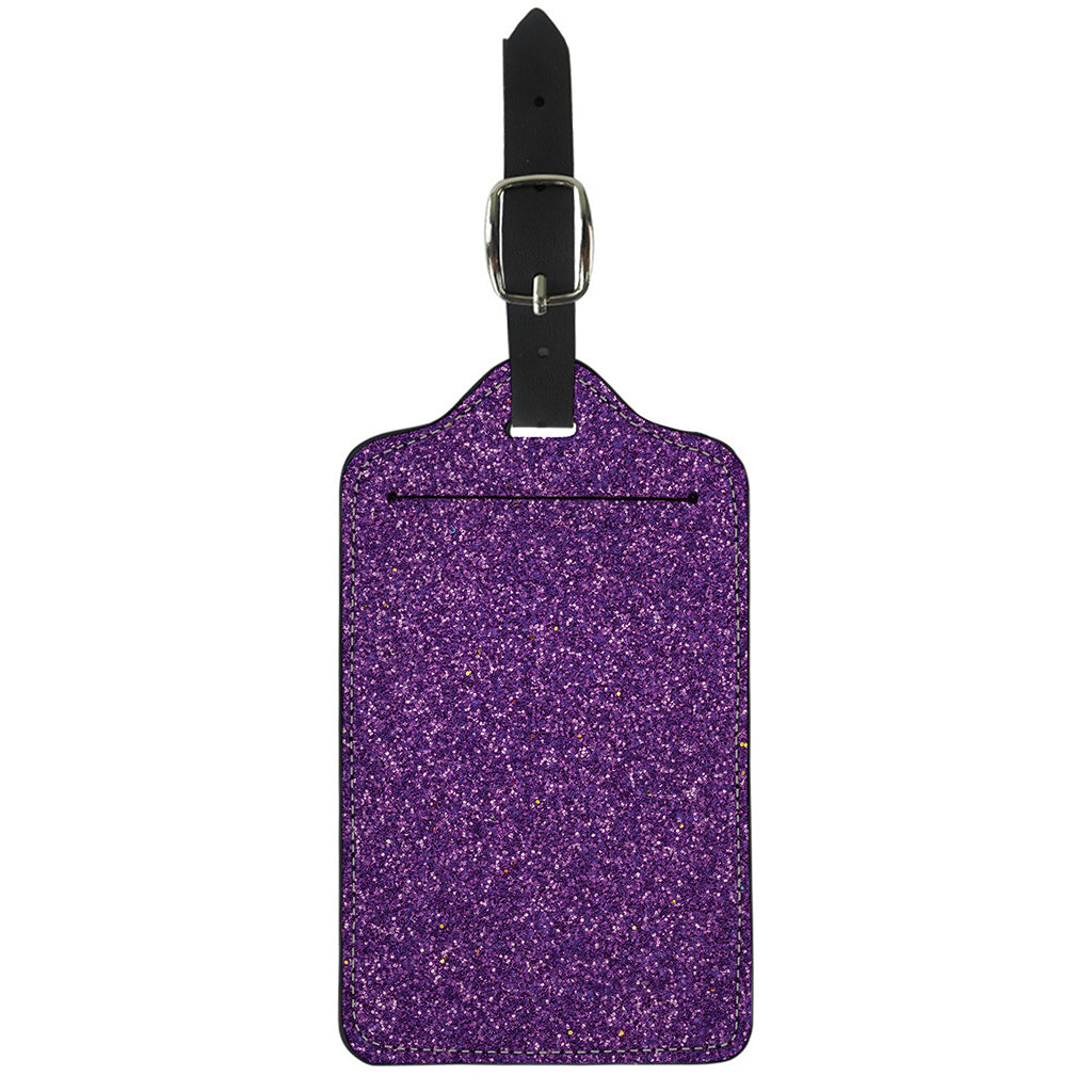 Purple (NOT Real) Glitter Print Luggage Tag