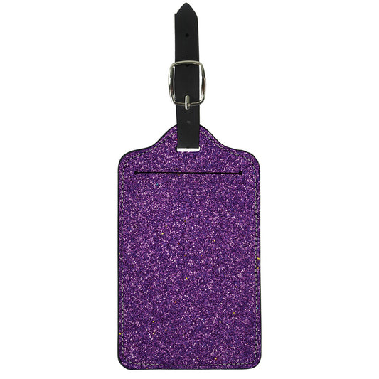 Purple (NOT Real) Glitter Print Luggage Tag