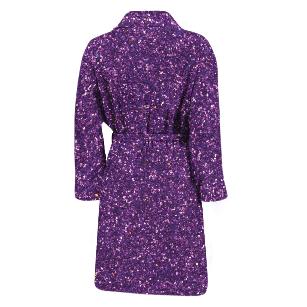 Purple (NOT Real) Glitter Print Men's Bathrobe