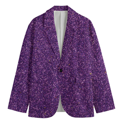 Purple (NOT Real) Glitter Print Men's Blazer