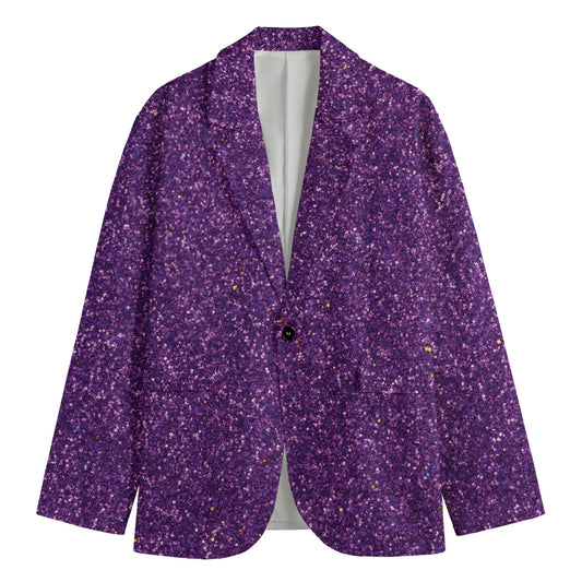 Purple (NOT Real) Glitter Print Men's Blazer