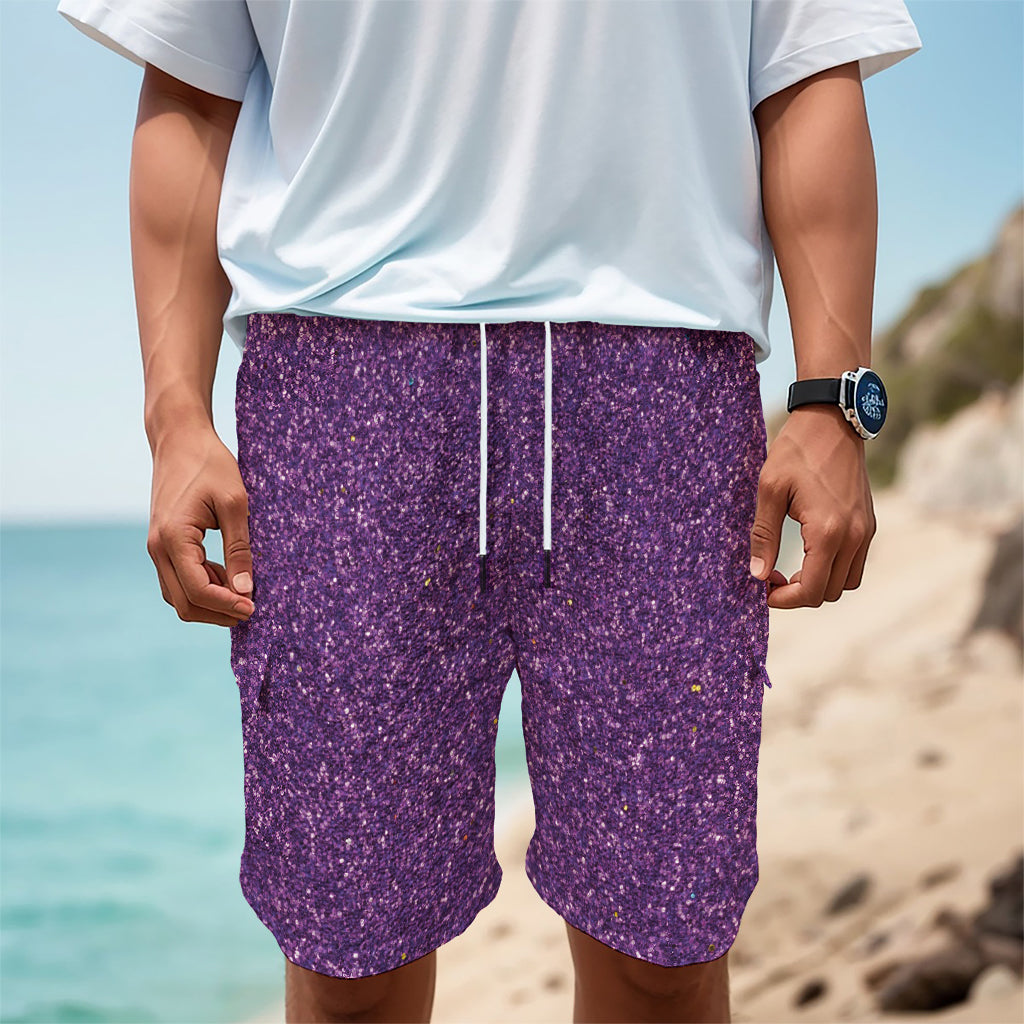 Purple (NOT Real) Glitter Print Men's Cargo Shorts