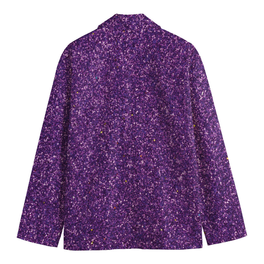 Purple (NOT Real) Glitter Print Men's Cotton Blazer