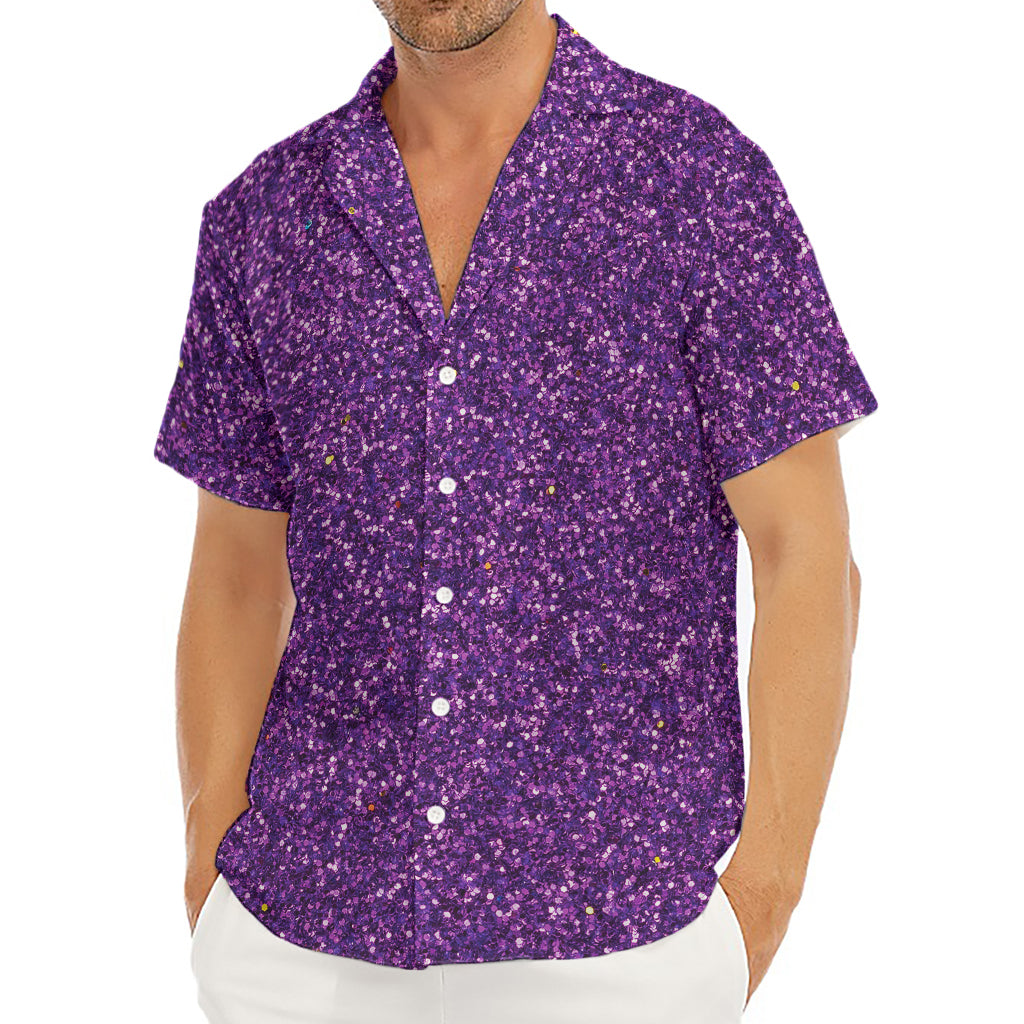 Purple (NOT Real) Glitter Print Men's Deep V-Neck Shirt