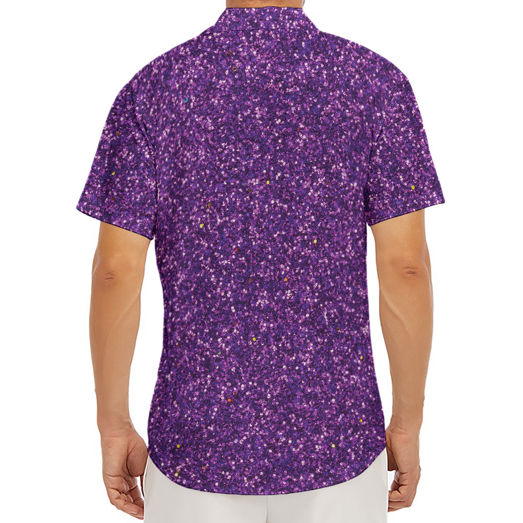 Purple (NOT Real) Glitter Print Men's Deep V-Neck Shirt