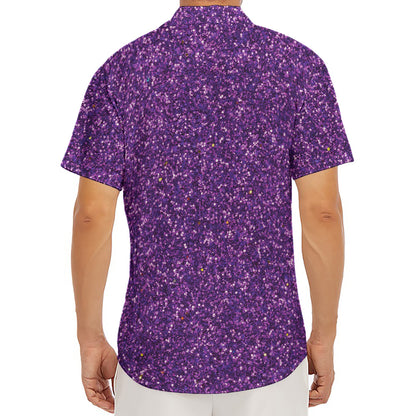 Purple (NOT Real) Glitter Print Men's Deep V-Neck Shirt
