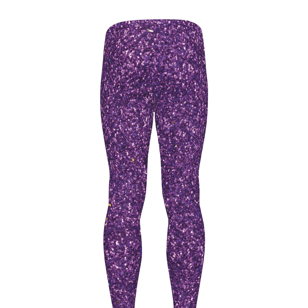 Purple (NOT Real) Glitter Print Men's leggings