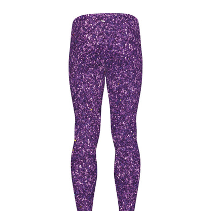 Purple (NOT Real) Glitter Print Men's leggings